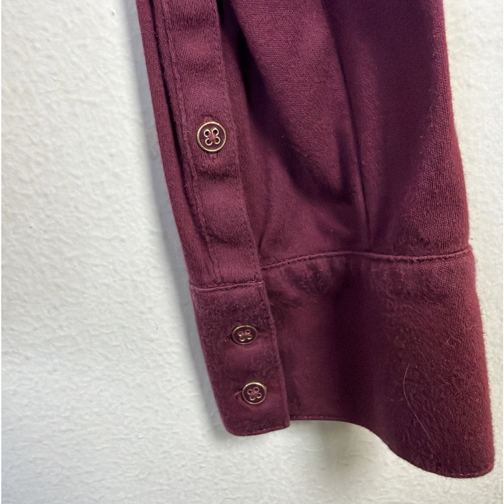 Lands End Womens 18 XL Maroon Long Sleeved Henley Shirt layering basic casual - Picture 2 of 9